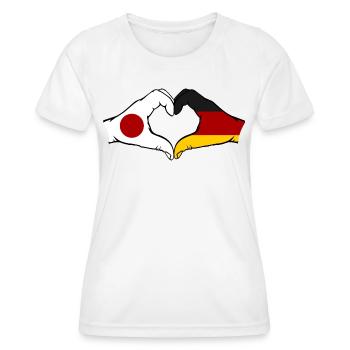Japan Deutschland Hände Herzform - Frauen Funktions-T-Shirt - Weiß - Vorne - AI Model Female 172 dark (172cm)