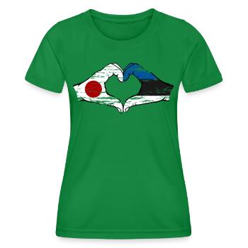 Japan Estonia hands heart shape used - Women's Functional T-Shirt - kelly green - Front - AI Model Female 172 dark (172cm)