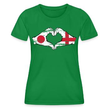 Japan England Hands Heart Shape Used - Women's Functional T-Shirt - kelly green - Front - AI Model Female 172 dark (172cm)