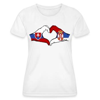 Slovaquie Serbie Drapeau Coeur Forme - T-shirt sport Femme - blanc - Devant - AI Model Female 172 dark (172cm)