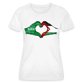 Arabie Saoudite Drapeau Jordanie mains forme de coeur utilisé - T-shirt sport Femme - blanc - Devant - AI Model Female 172 dark (172cm)