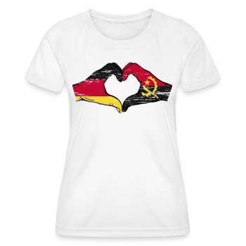 Allemagne Angola drapeau mains coeur forme utilisé - T-shirt sport Femme - blanc - Devant - AI Model Female 172 dark (172cm)