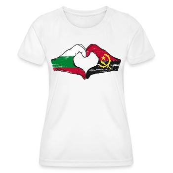 Bulgarie Angola drapeau mains forme de coeur utilisé - T-shirt sport Femme - blanc - Devant - AI Model Female 172 dark (172cm)