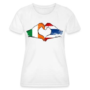 Ireland Thailand flag hands heart shape used - Women's Functional T-Shirt - white - Front - AI Model Female 172 dark (172cm)