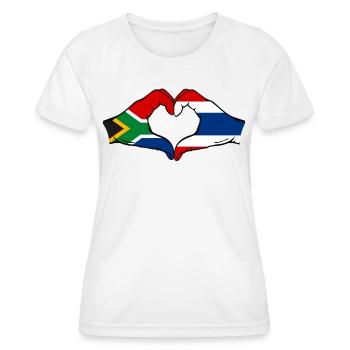 Afrique du Sud Thaïlande drapeau mains forme coeur - T-shirt sport Femme - blanc - Devant - AI Model Female 172 dark (172cm)