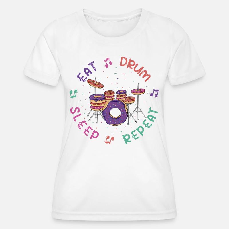 Funny Drum Kit from Donuts - Music Drums - Women's Functional T-Shirt - white