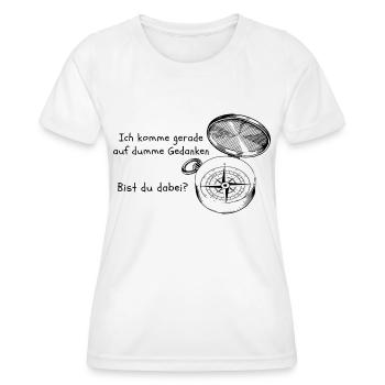 Kompass mit einem witzigen Text - Frauen Funktions-T-Shirt - Weiß - Vorne - AI Model Female 172 dark (172cm)