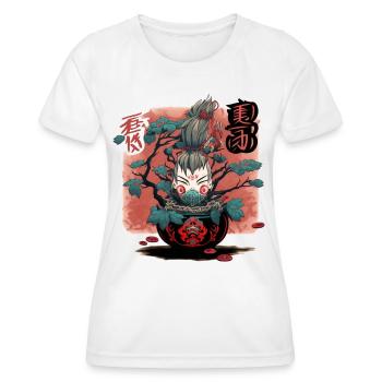 Japanische Yokai Kuchisake Onna Bonsai Dämone - Frauen Funktions-T-Shirt - Weiß - Vorne - AI Model Female 172 dark (172cm)