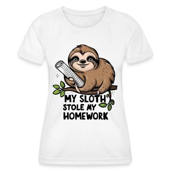 My sloth stole my homework - Women's Functional T-Shirt - white - Front - AI Model Female 172 dark (172cm)