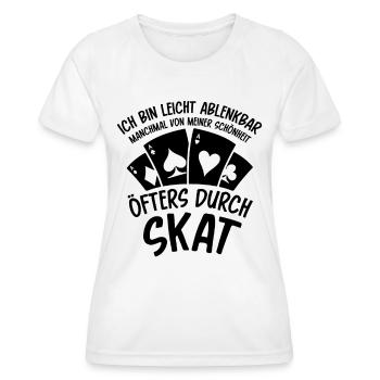 Ich bin leicht ablenkbar öfters durch Skat - Frauen Funktions-T-Shirt - Weiß - Vorne - AI Model Female 172 dark (172cm)