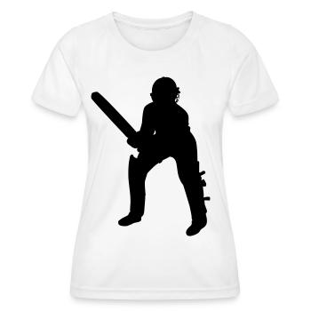 Cricket Batsman Batter Black - Women's Functional T-Shirt - white - Front - AI Model Female 172 dark (172cm)
