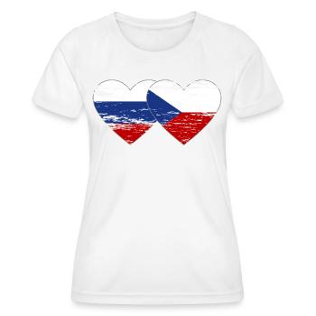 Russia Czech Republic Flag Heart Flag used - Women's Functional T-Shirt - white - Front - AI Model Female 172 dark (172cm)