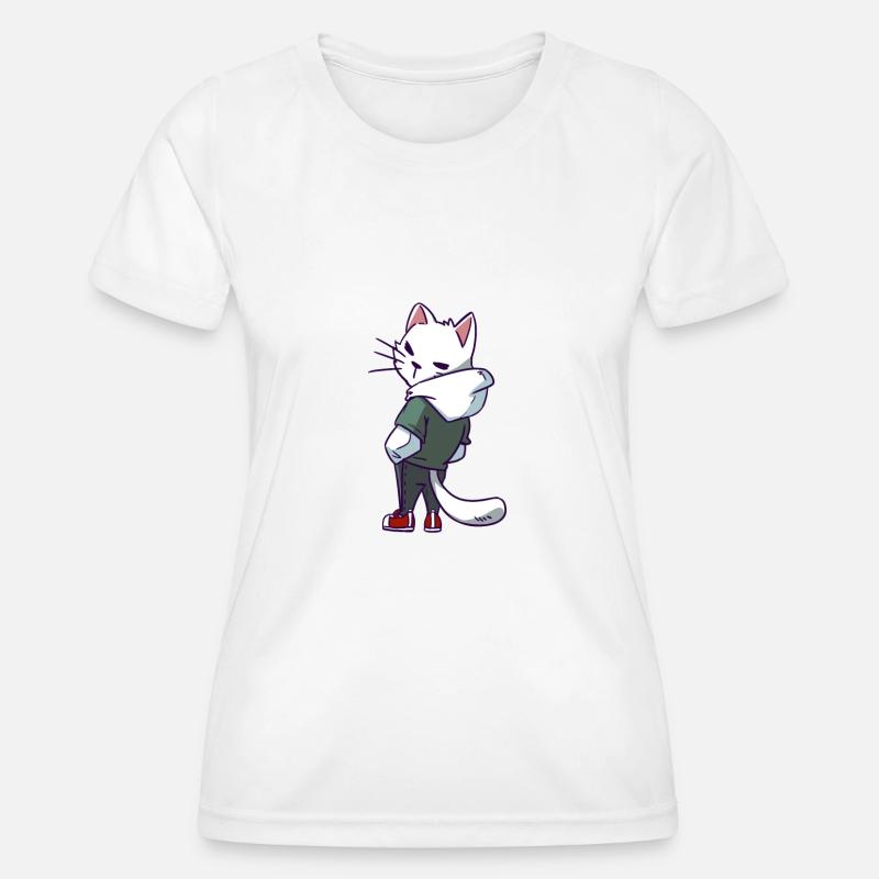Cool cat with a fresh look - Women's Functional T-Shirt - white