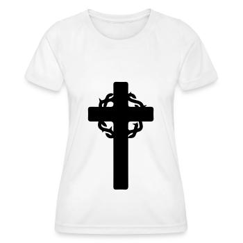 Crown of Thorns Cross - Women's Functional T-Shirt - white - Front - AI Model Female 172 dark (172cm)