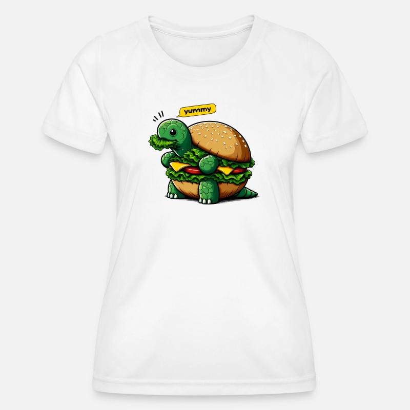Turtle Burger Funny Animals - Women's Functional T-Shirt - white