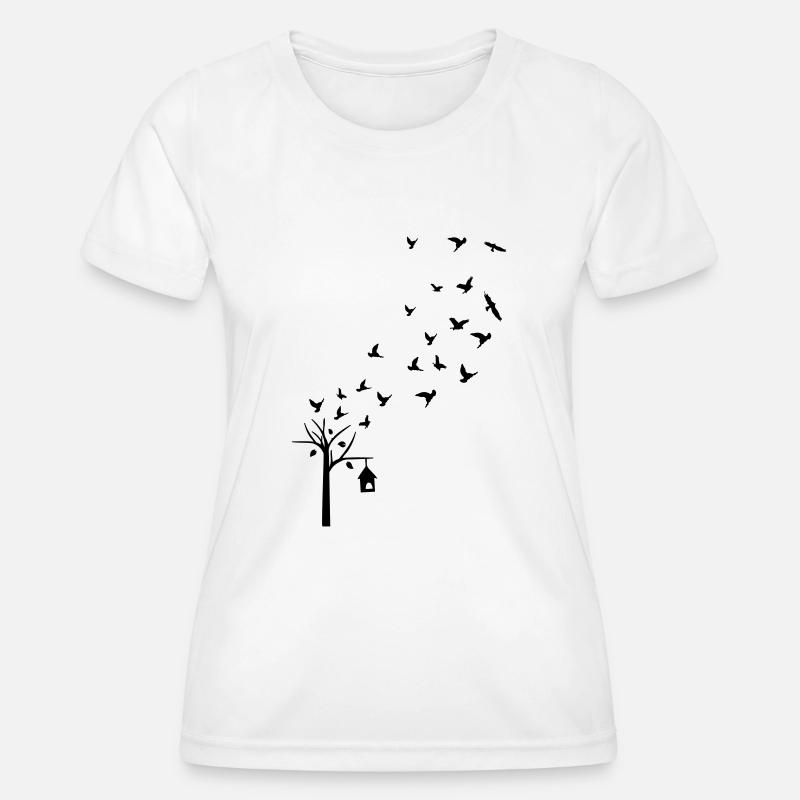 Tree & Bird's cage - Women's Functional T-Shirt - white