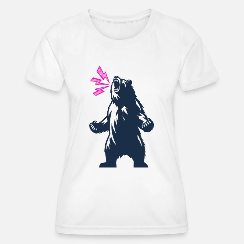 roaring bear neon - Women's Functional T-Shirt - white