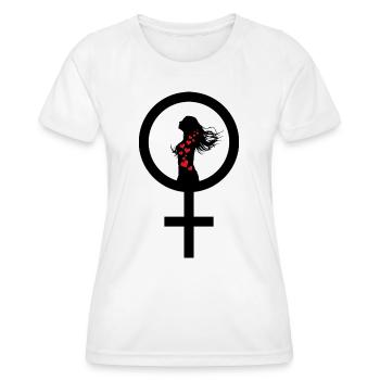 La force d’une femme - T-shirt sport Femme - blanc - Devant - AI Model Female 172 dark (172cm)