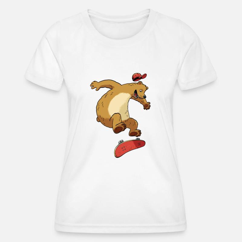 Bear on skateboard - Women's Functional T-Shirt - white