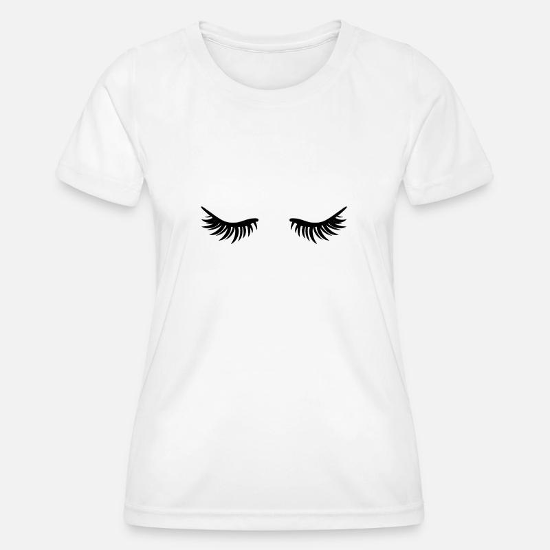 Closed eyes - eyelashes - Women's Functional T-Shirt - white
