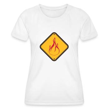 schild hinweis warnung achtung vorsicht gefahr feu - Frauen Funktions-T-Shirt - Weiß - Vorne - AI Model Female 172 dark (172cm)