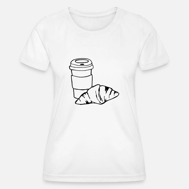 Croissant Coffee Breakfast Gift Idea - Women's Functional T-Shirt - white