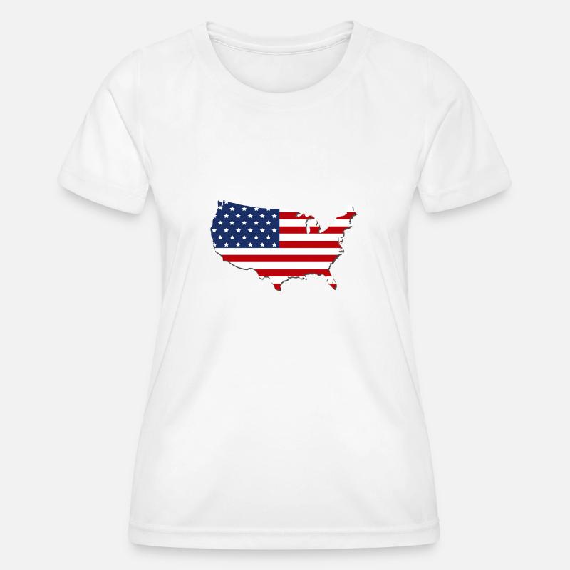 Map USA - Women's Functional T-Shirt - white