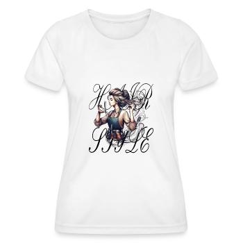 Le coiffeur sépare également les cheveux chez le coiffeur - T-shirt sport Femme - blanc - Devant - AI Model Female 172 dark (172cm)