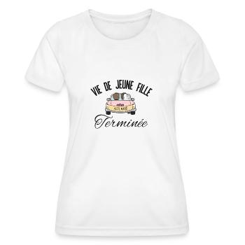 Vie de jeune fille terminée, Je suis mariée en cou - T-shirt sport Femme - blanc - Devant - AI Model Female 172 dark (172cm)