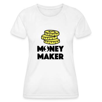 GAGNER DE L’ARGENT BOURSE OR AMOUR CHERS MOTIFS - T-shirt sport Femme - blanc - Devant - AI Model Female 172 dark (172cm)