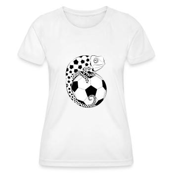 Fußballchamäleon - Frauen Funktions-T-Shirt - Weiß - Vorne - AI Model Female 172 dark (172cm)
