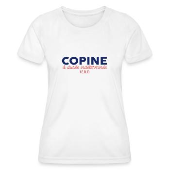 Citation drôle Copine CDI - T-shirt sport Femme - blanc - Devant - AI Model Female 172 dark (172cm)