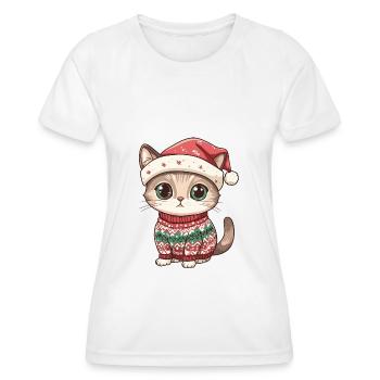 Cat Christmas Comic - Women's Functional T-Shirt - white - Front - AI Model Female 172 dark (172cm)