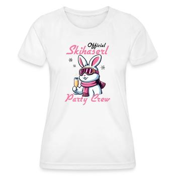 Official Skihaserl Party Crew witzige Ski Sprüche - Frauen Funktions-T-Shirt - Weiß - Vorne - AI Model Female 172 dark (172cm)