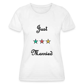 GERADE VERHEIRATET. ES LEBE DIE MARYS. JUNGGESELLINNENABSCHIED - Frauen Funktions-T-Shirt - Weiß - Vorne - AI Model Female 172 dark (172cm)