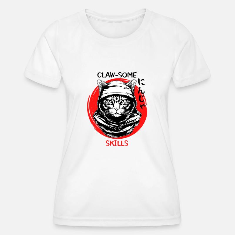 Ninja Cat - Women's Functional T-Shirt - white