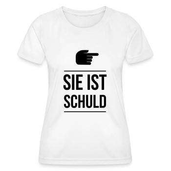 Sie ist schuld - Frauen Funktions-T-Shirt - Weiß - Vorne - AI Model Female 172 dark (172cm)
