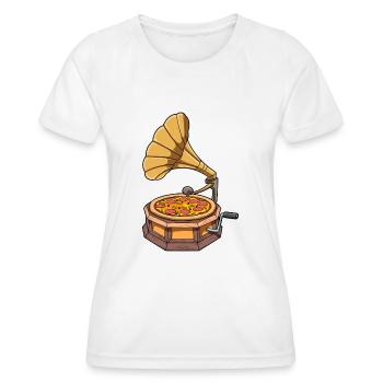 Lustiges Pizza Grammophon Schallplattenspieler - Frauen Funktions-T-Shirt - Weiß - Vorne - AI Model Female 172 dark (172cm)