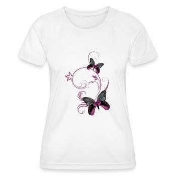 Deux papillons stylisés - T-shirt sport Femme - blanc - Devant - AI Model Female 172 dark (172cm)