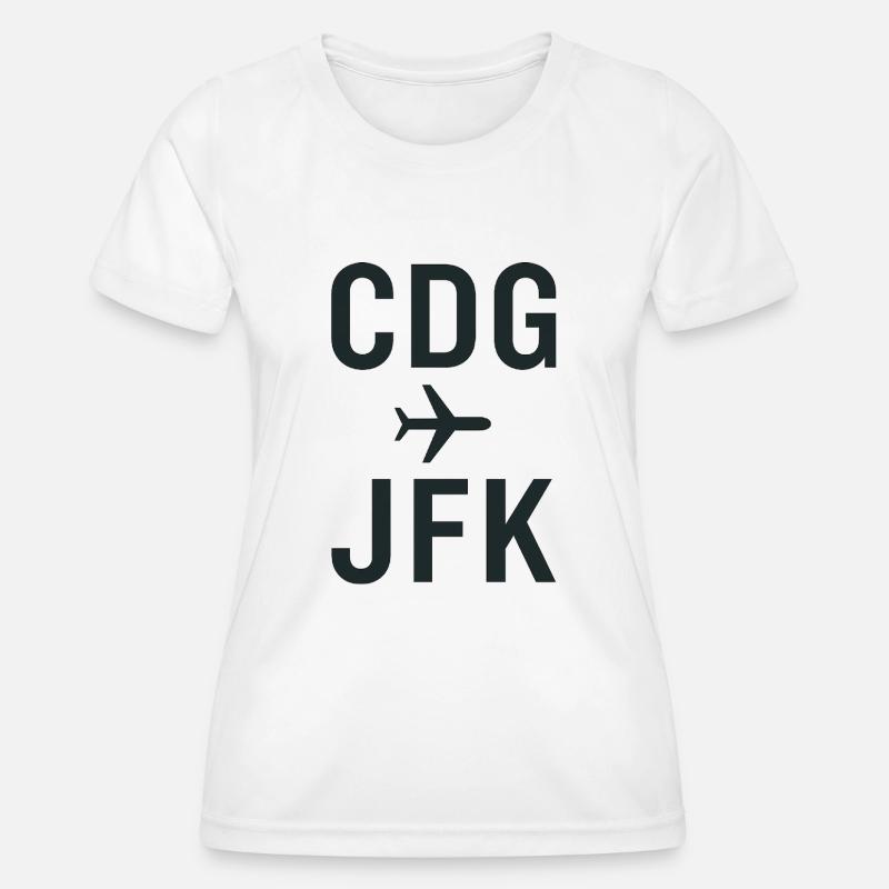 CDG JFK - Women's Functional T-Shirt - white