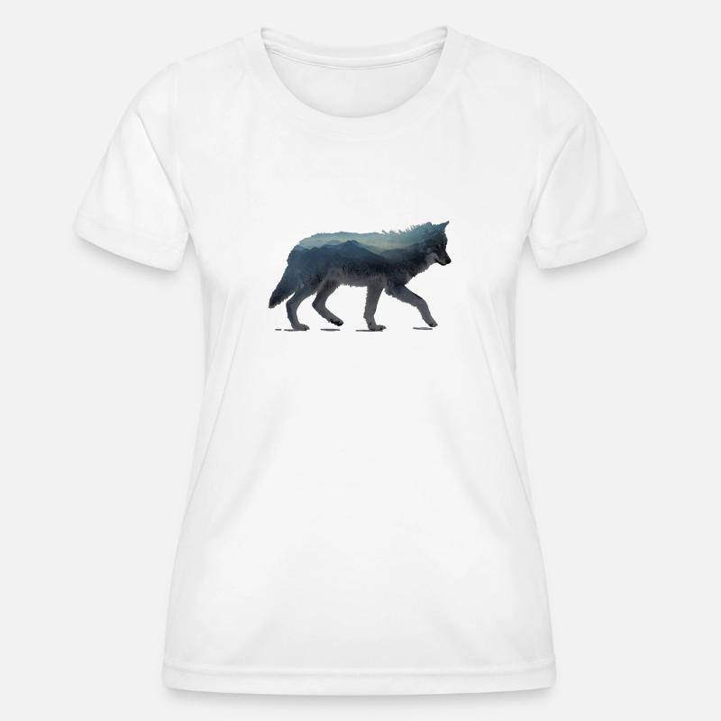 Wolf mountains Aquarell - Women's Functional T-Shirt - white