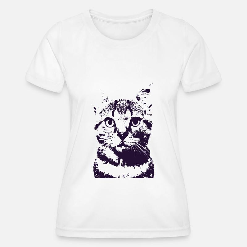 Space Cat Navy Stencil - Women's Functional T-Shirt - white