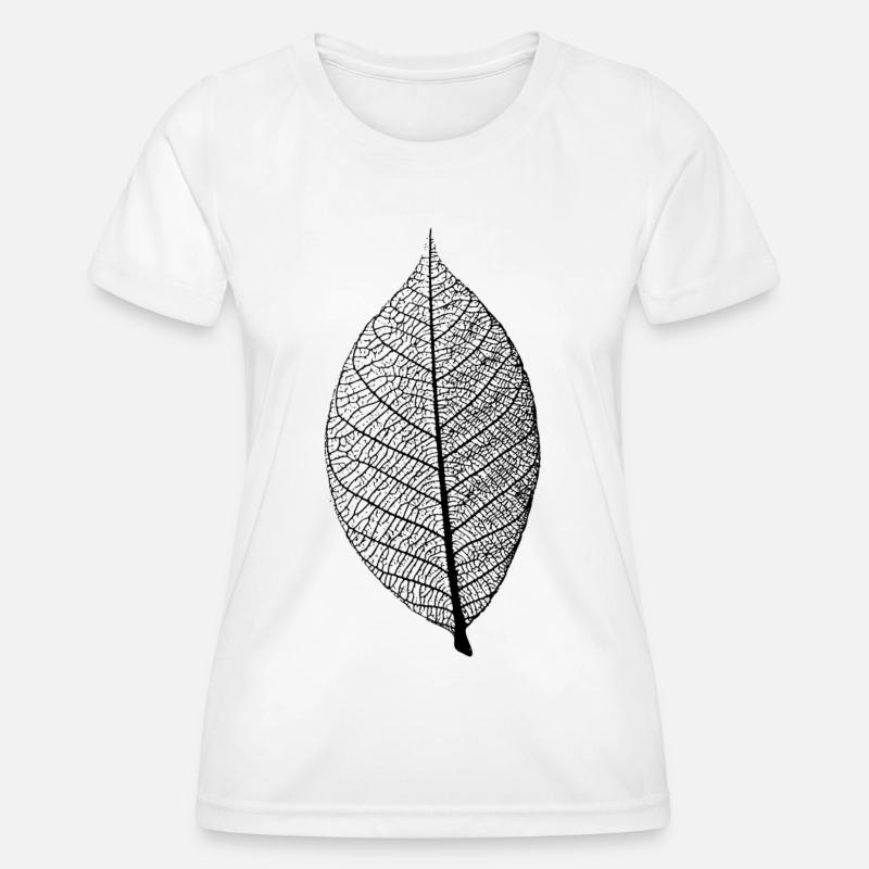 leaf tree forest skeleton pattern nerve love heart - Women's Functional T-Shirt - white