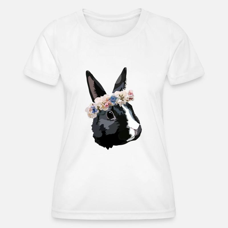 rabbit with flower wreath - Women's Functional T-Shirt - white