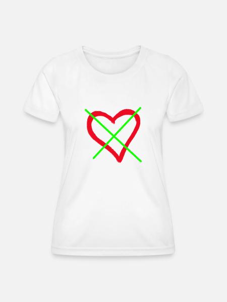 Herz durchgestrichen - Frauen Funktions-T-Shirt - Weiß