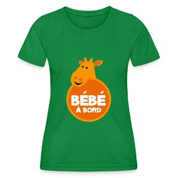 Bébé à bord girafe - T-shirt sport Femme - vert - Devant - AI Model Female 172 dark (172cm)