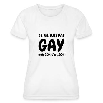 Je ne suis pas gay - Humour - Drôle - Blague - Fun - T-shirt sport Femme - blanc - Devant - AI Model Female 172 dark (172cm)