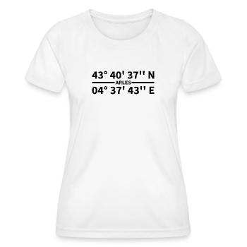 Coordonnées d’Arles - T-shirt sport Femme - blanc - Devant - AI Model Female 172 dark (172cm)