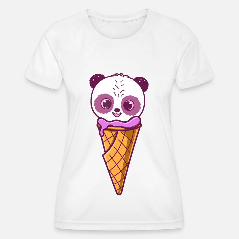 Cute panda head smiling on ice - Women's Functional T-Shirt - white