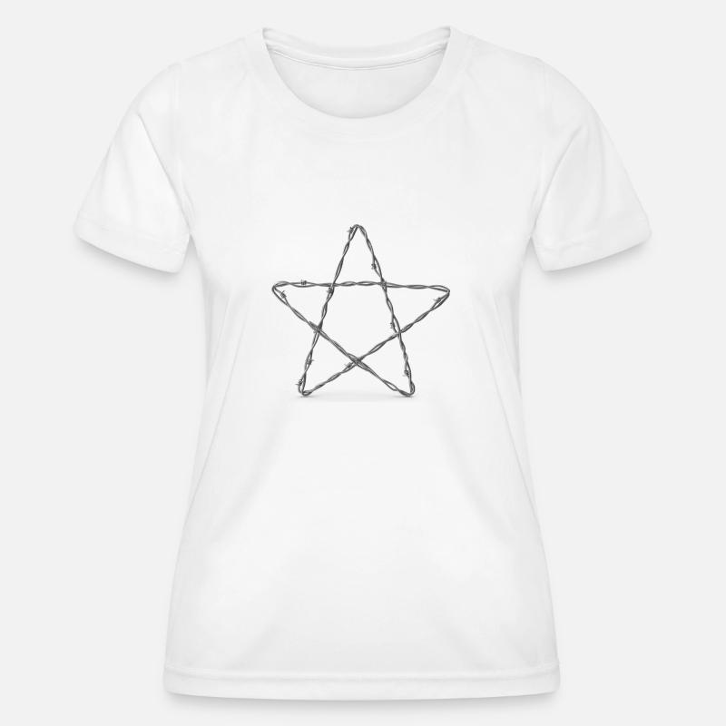 Barbed Wire Star - Pentagram - Women's Functional T-Shirt - white